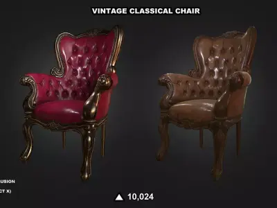 Vintage Classical Chair Low-poly 3D model