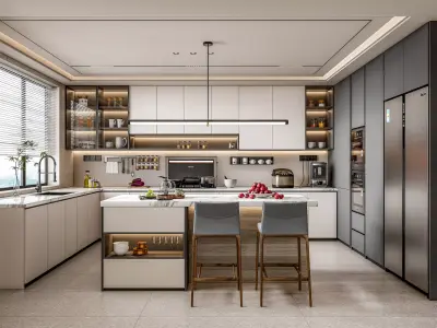 Kitchen fully parametric Resizable manufacturable 0068 3D model