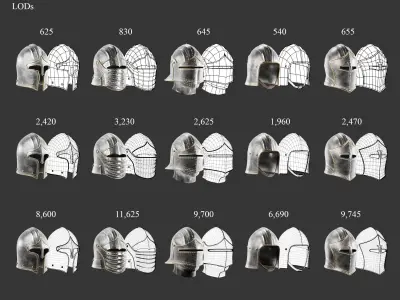 Medieval Noble Armor Helmets Low-poly 3D model