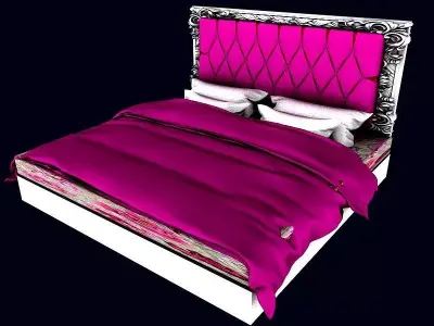 bed  European-style luxury double bed model 3D print model