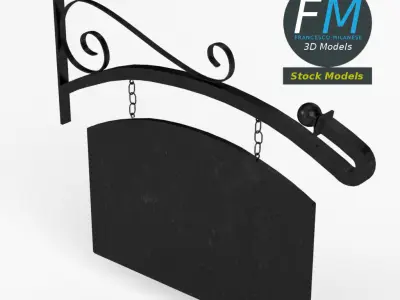 Curved hanging sign 3D model