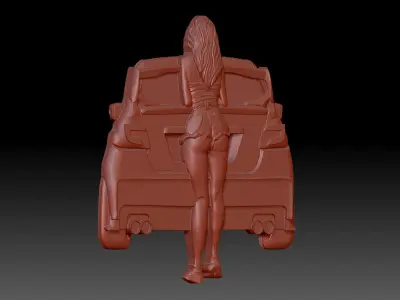 Car and girl 3D print model