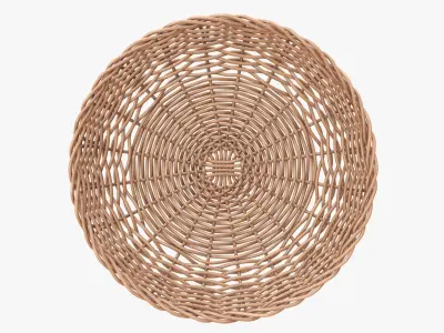 Wicker basket tray light brown 3D model
