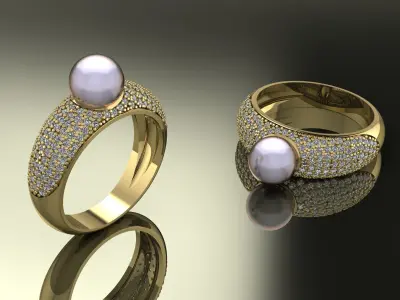 Pearl Ring Gold 3D print model