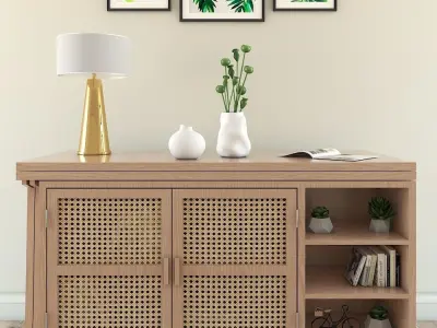 3D model living room sideboard - Space-saving -  table and chair 3D model