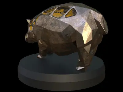 Steampunk Hippo Pose Low-poly 3D model