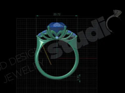 Luxury fashion unique design ring with gems 3d model 3D print model