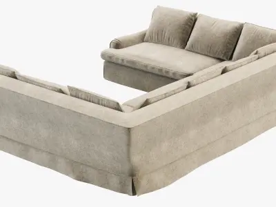 Restoration Hardware Belgian Classic Roll Arm U-Sofa Sectional 3D model