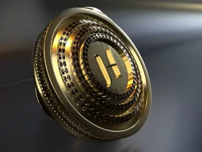 Luxury Cufflink with alphabet H 3D print model