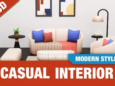 Modern Interior - Low Poly Asset Pack by Asterman Low-poly 3D model