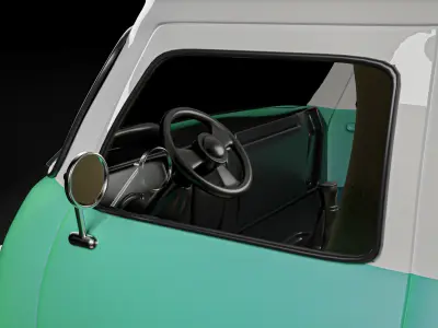 Vintage Old Style Retro minivan Low-poly 3D model