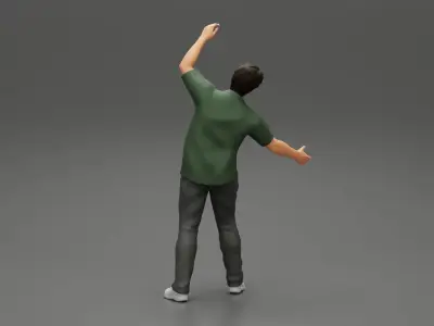 young man in a shirt and pants dancing 3D print model