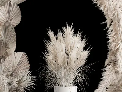 Wedding arch made of dry palm branches and pampas grass 3D model