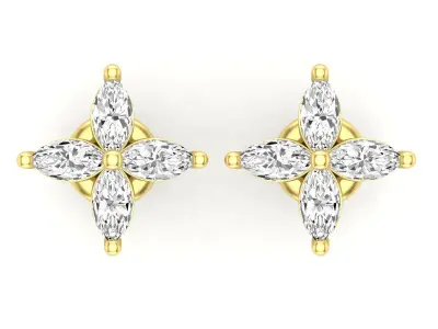 AV 669 Marquise Diamond Womens Flower Shaped Stud Earrings 3D print model