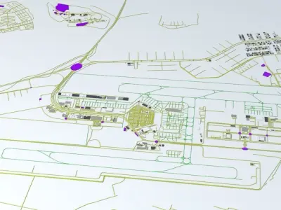 Brasilia BSB Airport Roads and Buildings 3D model