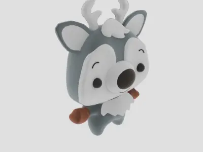 Plush Cartoon Moose Low-poly 3D model