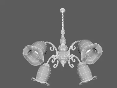 Chandelier lamp with two speakers hanging from it Low-poly 3D model