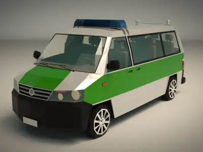 Low Poly Police Van 02 Low-poly 3D model