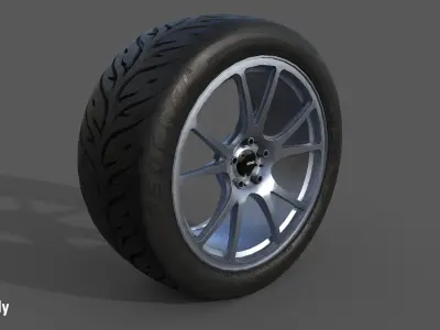 Konig Freeform 17x9 PCD 5x100 with Federal 595 RS 235 40 Low-poly 3D model