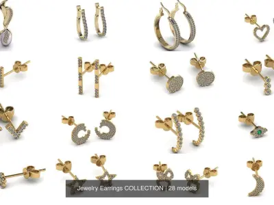 Jewelry Earrings COLLECTION 3D Model Pack