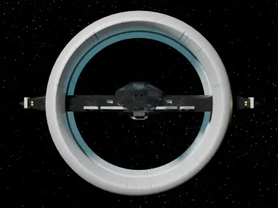 Futuristic Hyperdrive Spaceship Low-poly 3D model