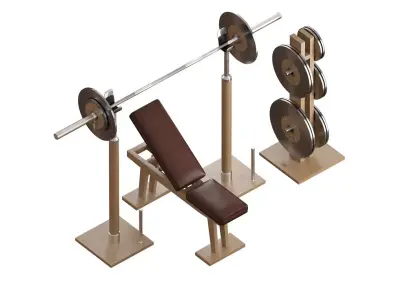 Dumbbell bench press with barbell 3D model