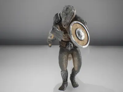 anthropomorphic crocodile for unity and UE4 Low-poly 3D model