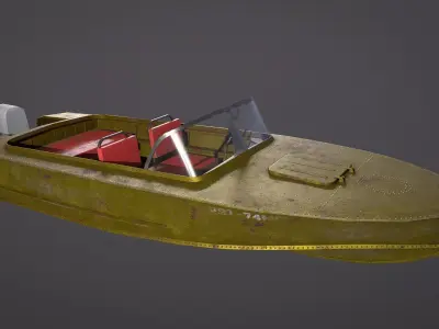 Motor Boat metal old rusty Low-poly 3D model