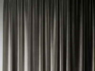 Set of soft brown silk curtains with wrinkles collections 07 HBH Low-poly 3D model