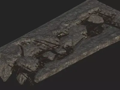 Industrial Floor Broken Low-poly 3D model