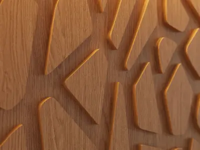 Decorative Wooden Wall Model 5 3D model