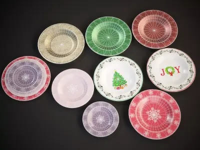 Christmas Plates Low-poly 3D model