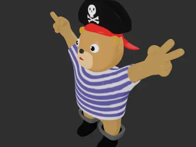 Pirate Bear  Low-poly 3D model
