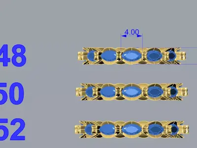 Luxury Marquise Eternity Engagement Ring 3D Print Size EU 48TO70 3D print model