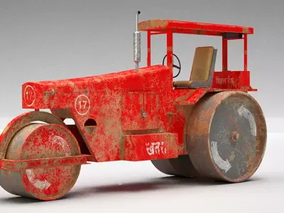 Indian Road Roller Low-poly 3D model