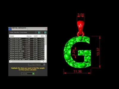 G LETTER Alphabet ROCKS PENDANT 3D print model 3D print model