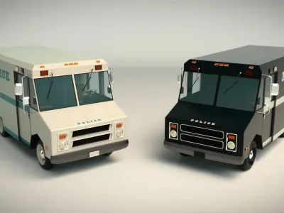 Low Poly Police Van 03 Low-poly 3D model