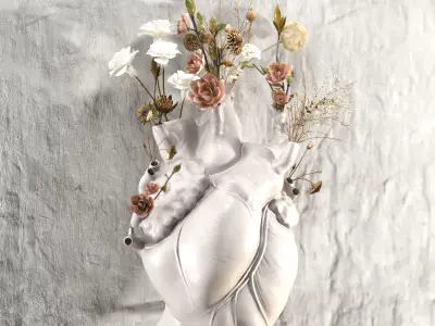 Wall Heart Vase 3D model