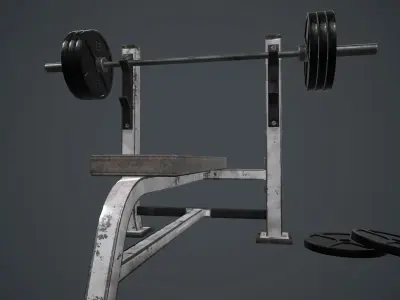 Weight Bench PBR Game Ready Low-poly 3D model
