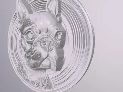Boston Terrier 2 basrelief for 3D printing 3D print model