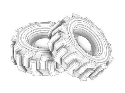 TRACTOR WHEEL OPERATION Low-poly 3D model