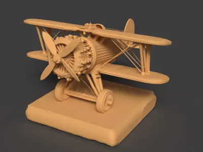  Chinese wooden airplane figure    Low-poly 3D model