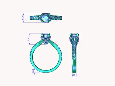 aj-031 diamond engagement ring gold 3D print model