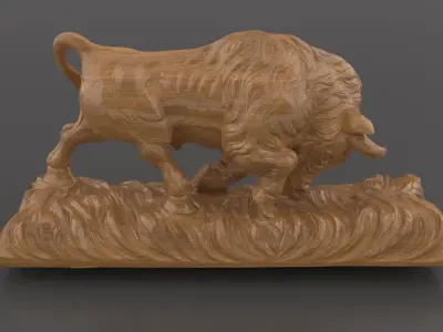 Charging Bull Sculpture 3D Model for CNC Milling or 3D Printing 3D print model