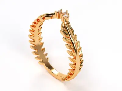 gold flower ring with diamonds 3D print model