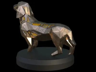 Steampunk Dachshund Pose Low-poly 3D model