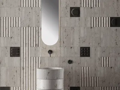 ERCOLE modular system and washbasin with VALVOLA mixer 3D model