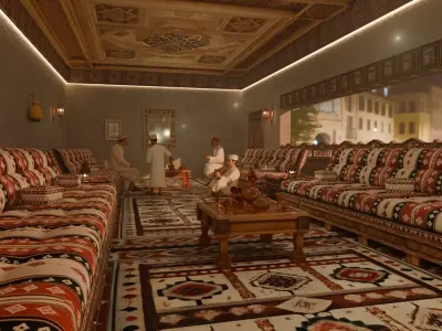 Traditional  Arabic Living Room Low-poly 3D model