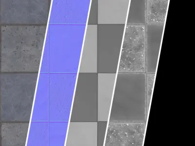 Tile Materials 32- Concrete Tiling By Gravel Sbsar Pbr Seamless Texture