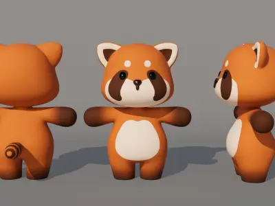 Rigged Cartoon Raccoon Low-poly 3D model